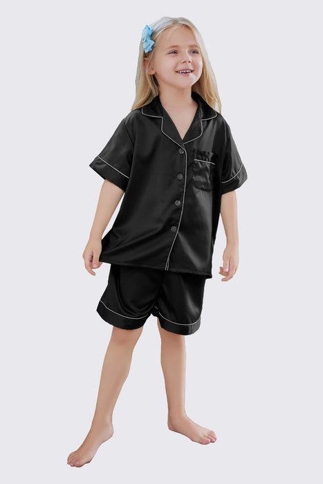 Mauve Satin Pajama Set For Kid Short Length