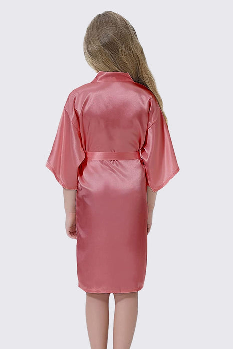Champagne Kid Satin Plain Robe Kimono Kid's Robe
