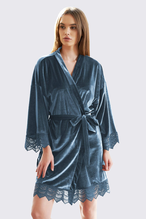 Velvet Short Lace Robe Burgundy Robe For Women