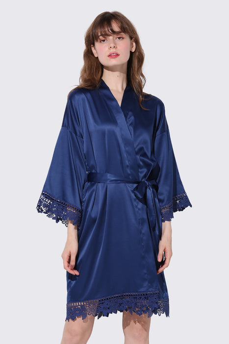 Light pink Bridesmaid Floral Lace Robe Bathrobe For Women Plain Color