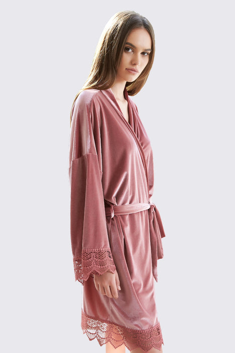 Velvet Short Lace Robe Burgundy Robe For Women