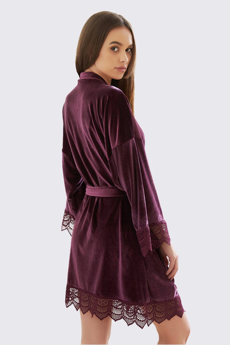 Velvet Short Lace Robe Burgundy Robe For Women